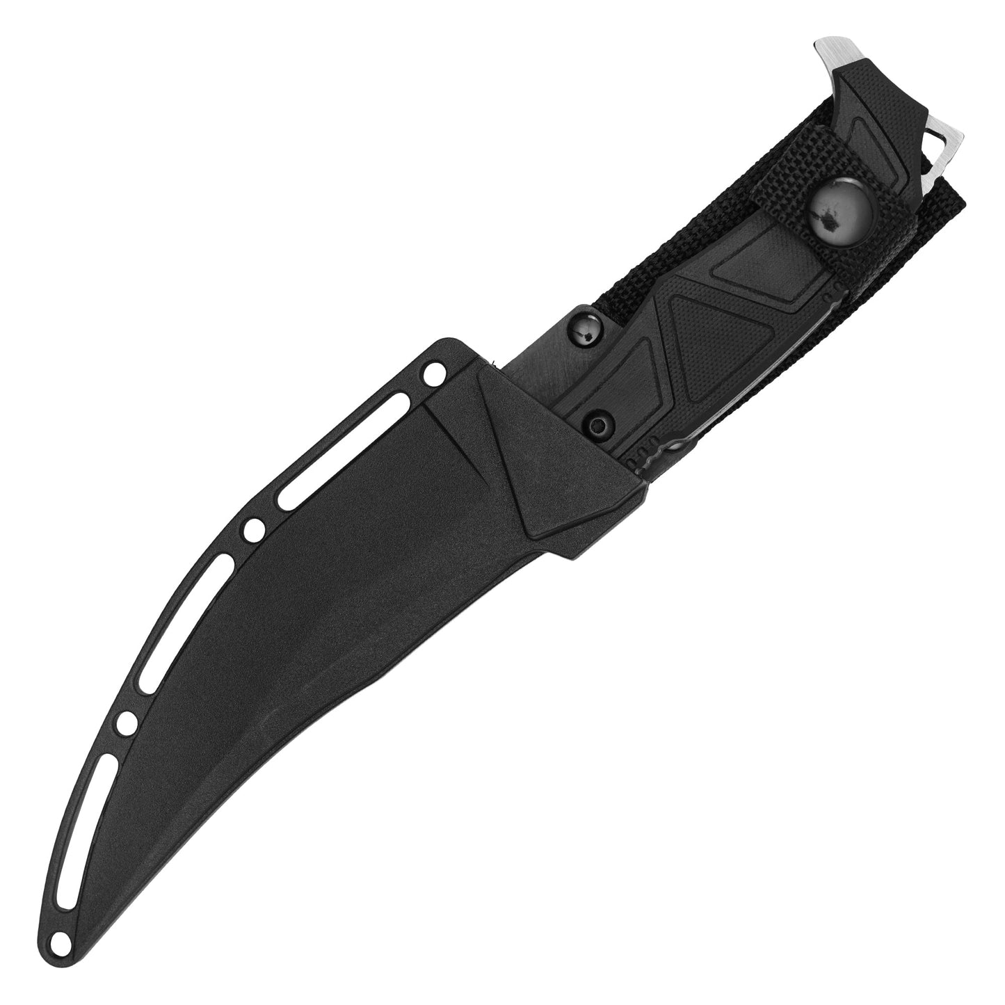 Wartech - 9.75” 2-Tone Black Tactical | Fixed Blade Hunting Knife