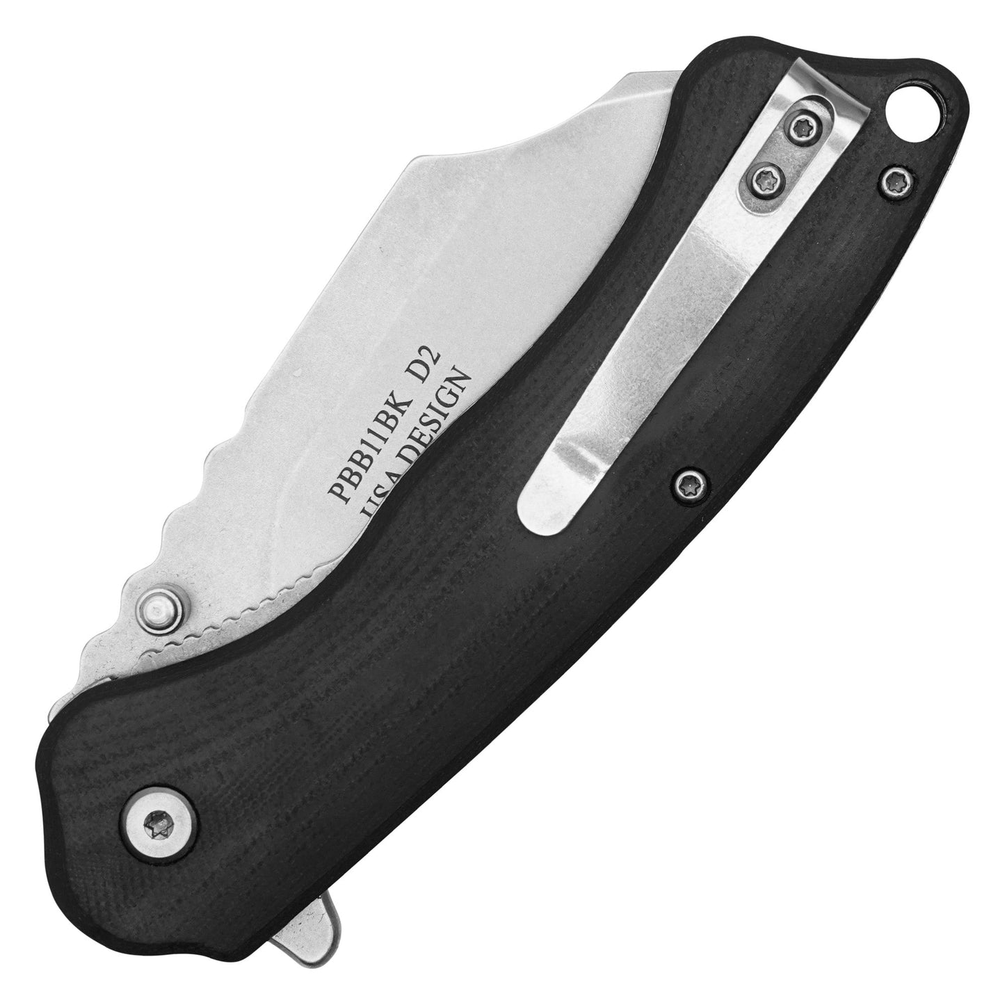 Buckshot Knives - 8" Black D2 Cleaver | Ball Bearing Pocket Knife