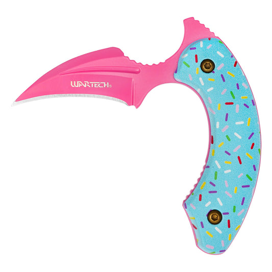 Wartech / Sweet Treats - 4" Pink Sprinkles Push Dagger | Fixed Blade Knife