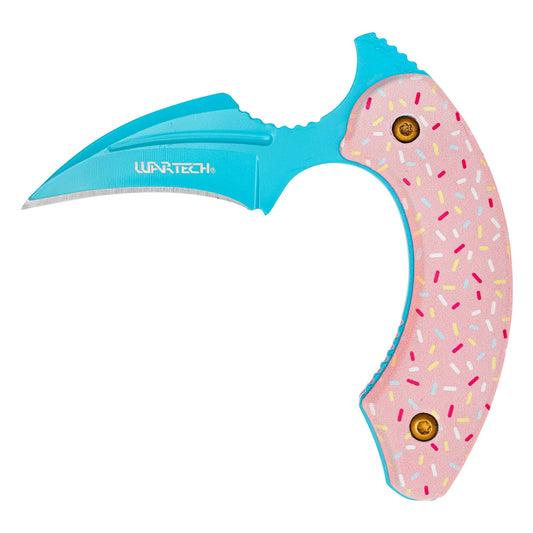 Wartech / Sweet Treats - 4" Blue Sprinkles Push Dagger | Fixed Blade Knife