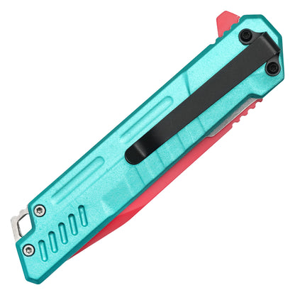 Wartech – 7.75" Red & Cyan | Spring Assisted Pocket Knife