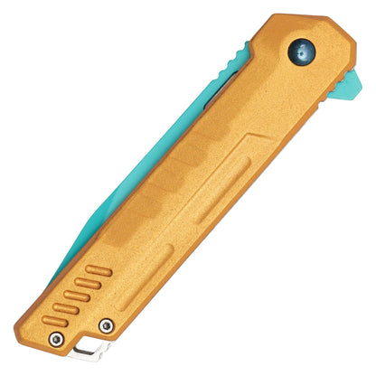 Wartech – 7.75" Blue & Gold | Spring Assisted Pocket Knife