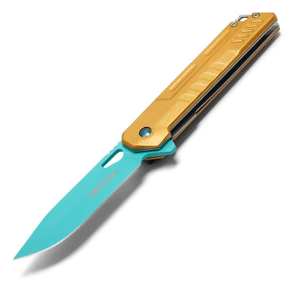 Wartech – 7.75" Blue & Gold | Spring Assisted Pocket Knife
