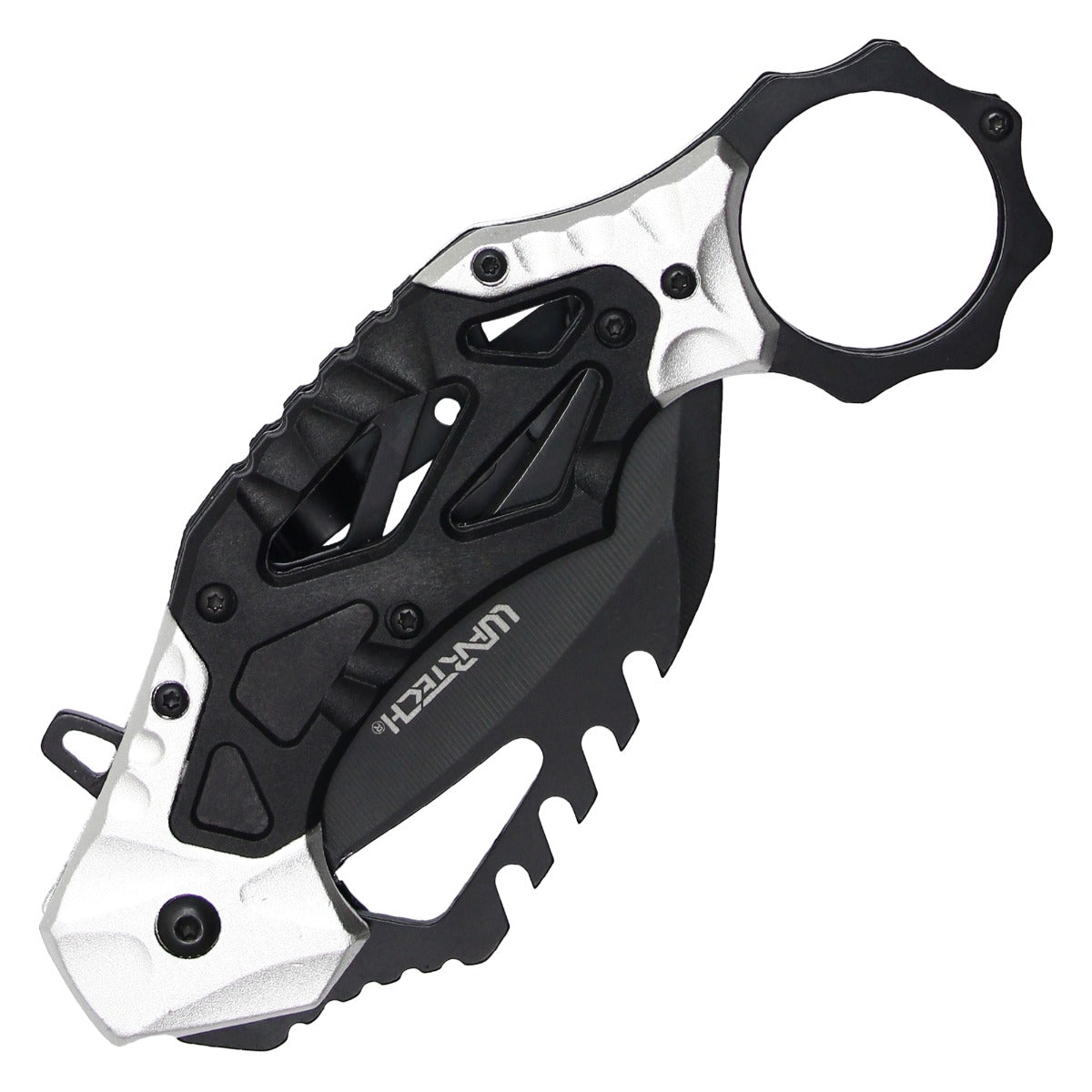 Wartech 7.25" Silver & Black Pocket Karambit