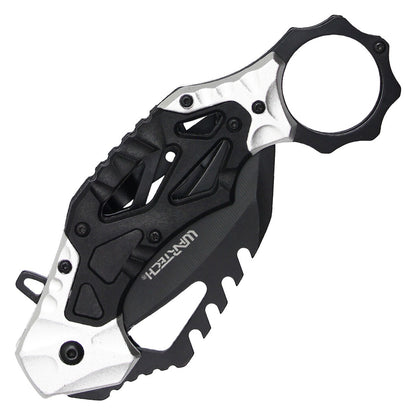 Wartech 7.25" Silver & Black Pocket Karambit