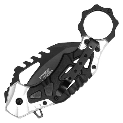Wartech 7.25" Silver & Black Pocket Karambit